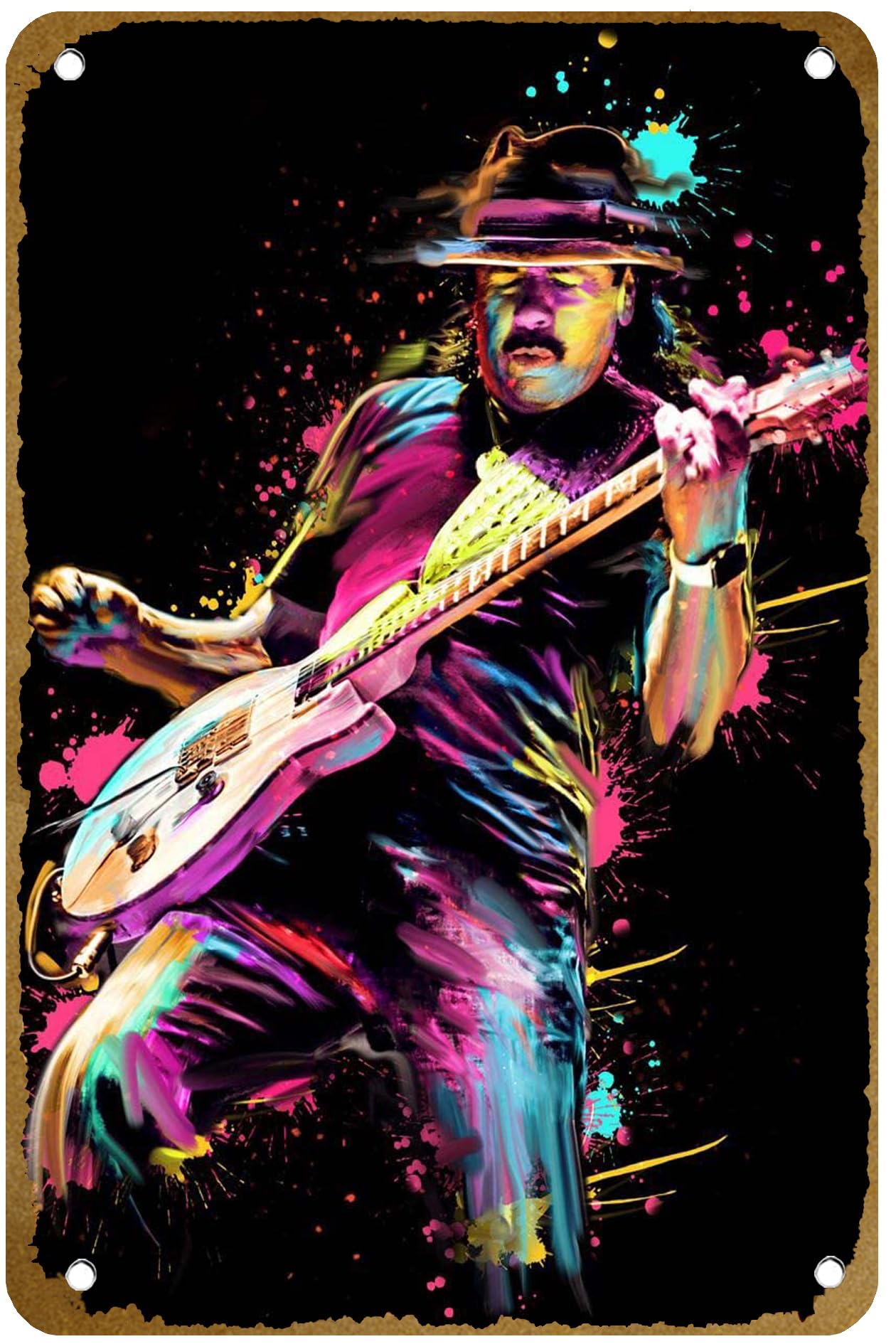 Brass Weight Plate - Carlos Santana Poster Metal Tin sign
