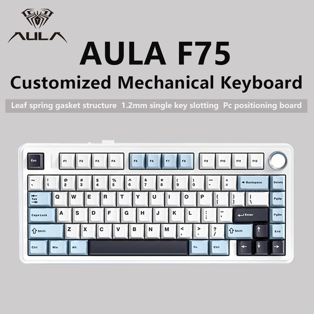 Gaming Keyboard Blue Switches - AULA F75 2.4G Wireless/Bluetooth/Wired Gaming Mechanical