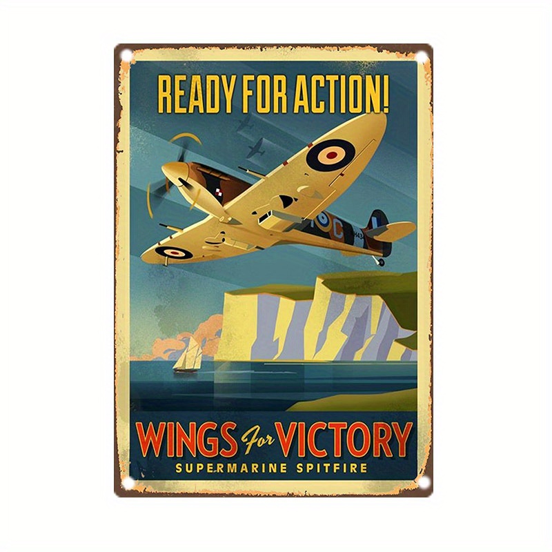 Brass Weight Plate - Vintage Supermarine Spitfire Metal Sign, -