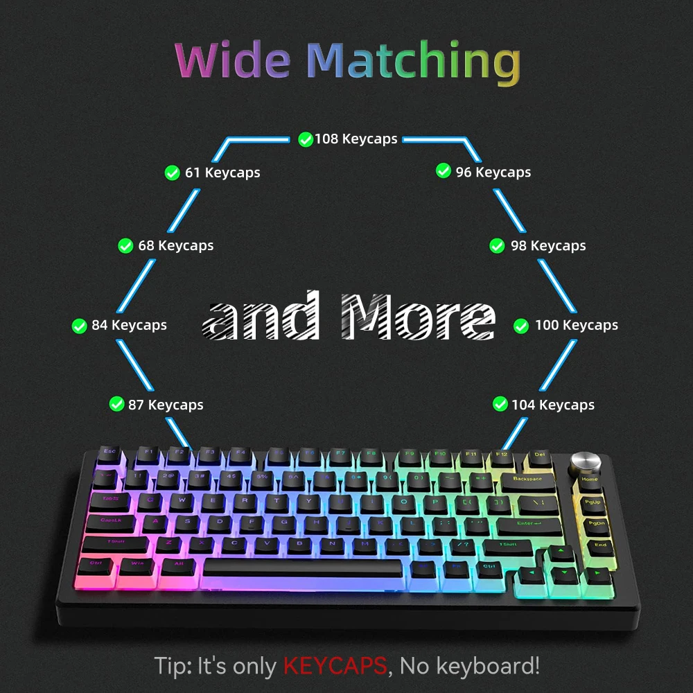 New Pudding PBT Keycaps 129 Ke - Gaming Keyboard Blue Switches recension och pris