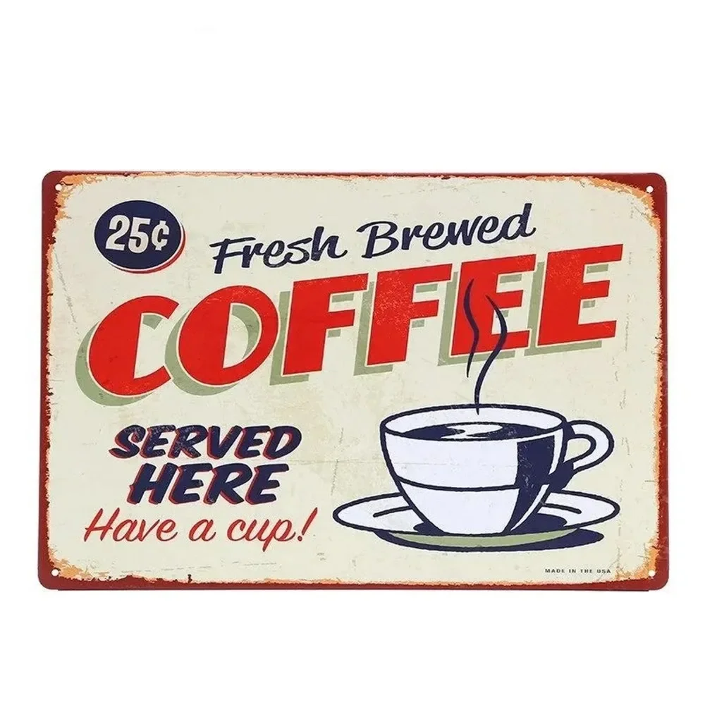 Plaque Metal Signs Drink Coffe - Brass Weight Plate recension och pris