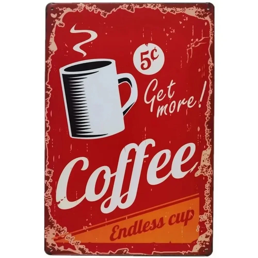 Plaque Metal Signs Drink Coffe - Brass Weight Plate recension och pris
