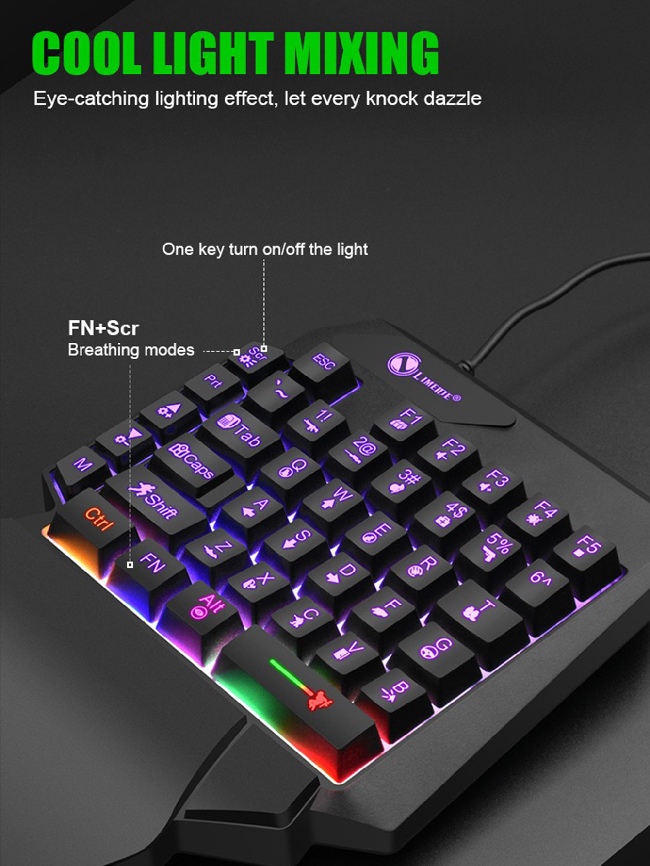 Mechanical One-Handed Light Ga - Gaming Keyboard 1 Hand recension och pris