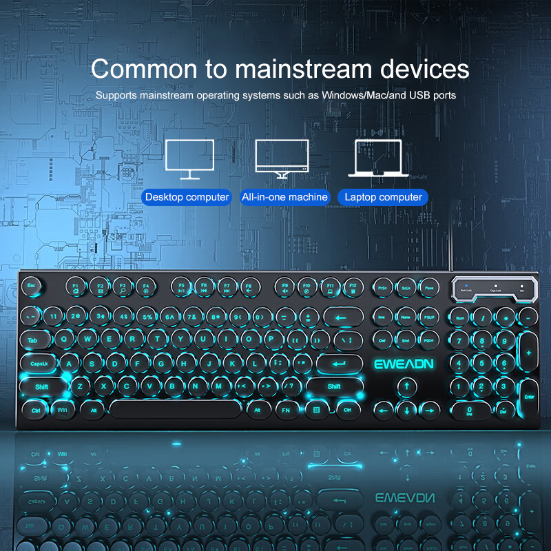 EWEADN Typewriter Gaming Keybo - Gaming Keyboard Blue Switches recension och pris