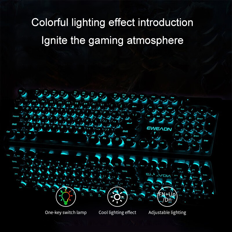 EWEADN Typewriter Gaming Keybo - Gaming Keyboard Blue Switches recension och pris