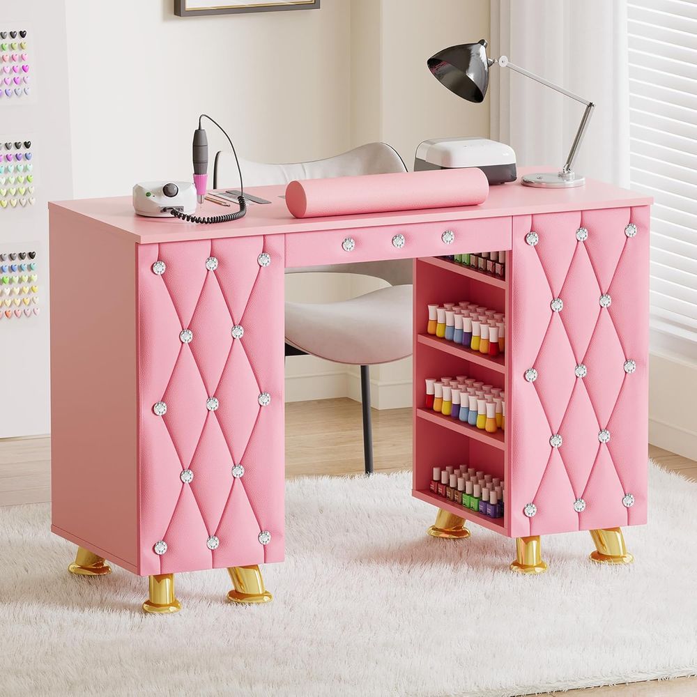 Manicure Table Nail Desk w/Dus - Wrist Rest Wood recension och pris