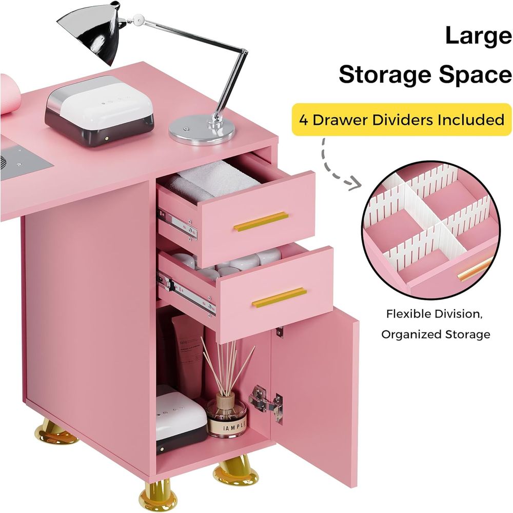 Manicure Table Nail Desk w/Dus - Wrist Rest Wood recension och pris